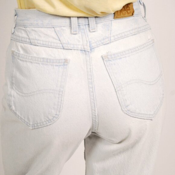 Y2K Tapered Leg Jeans (26) blue denim vintage light wash high waisted - Picture 8 of 10